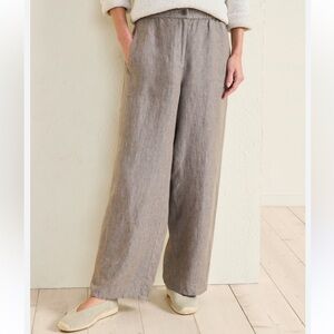 Eileen Fisher Wide Leg Linen Blend Pants in Taupe
